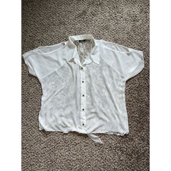 Deb sheer cream Blouse with lace back‎ size XXL - Picture 1 of 7